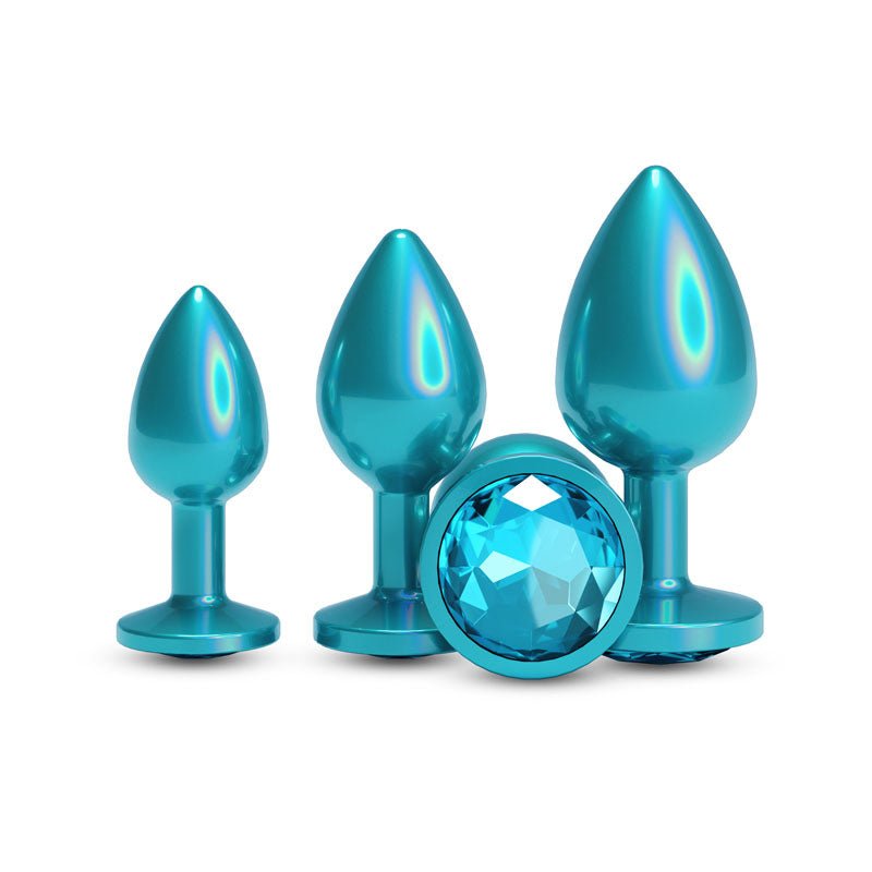 Rear Assets Trainer Kit - Iridescent Teal - Iridescent Teal Metallic Butt Plugs - Set of 3 Sizes – Sex toys NZ by Naughtyhut. Discreet delivery nationwide.