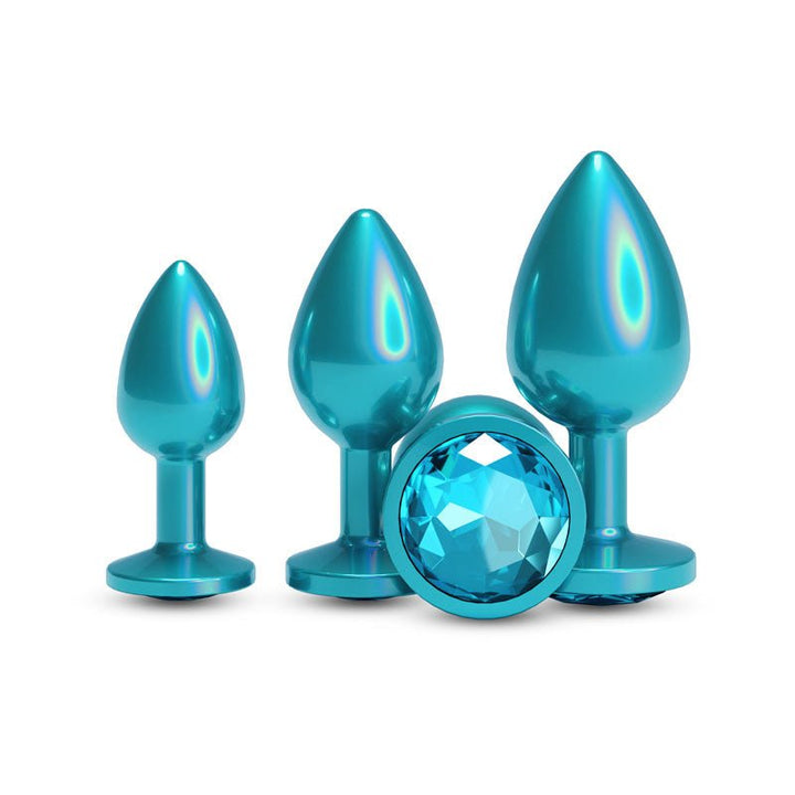 Rear Assets Trainer Kit - Iridescent Teal - Iridescent Teal Metallic Butt Plugs - Set of 3 Sizes – Sex toys NZ by Naughtyhut. Discreet delivery nationwide.