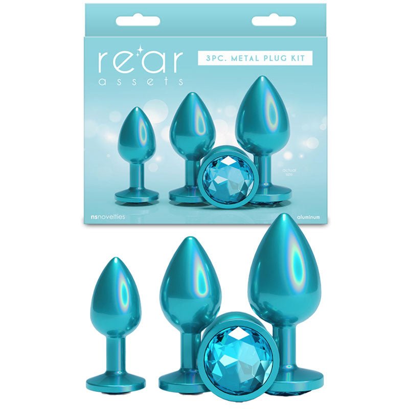 Rear Assets Trainer Kit - Iridescent Teal - Iridescent Teal Metallic Butt Plugs - Set of 3 Sizes – Sex toys NZ by Naughtyhut. Discreet delivery nationwide.