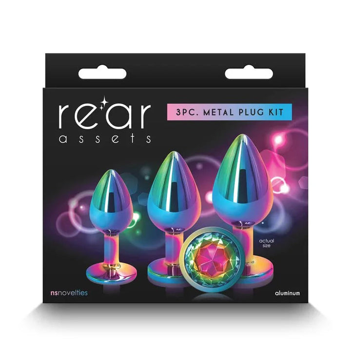 Rear Assets Trainer Kit box in black, Multicolour plugs and rainbow gem on the 3pc label