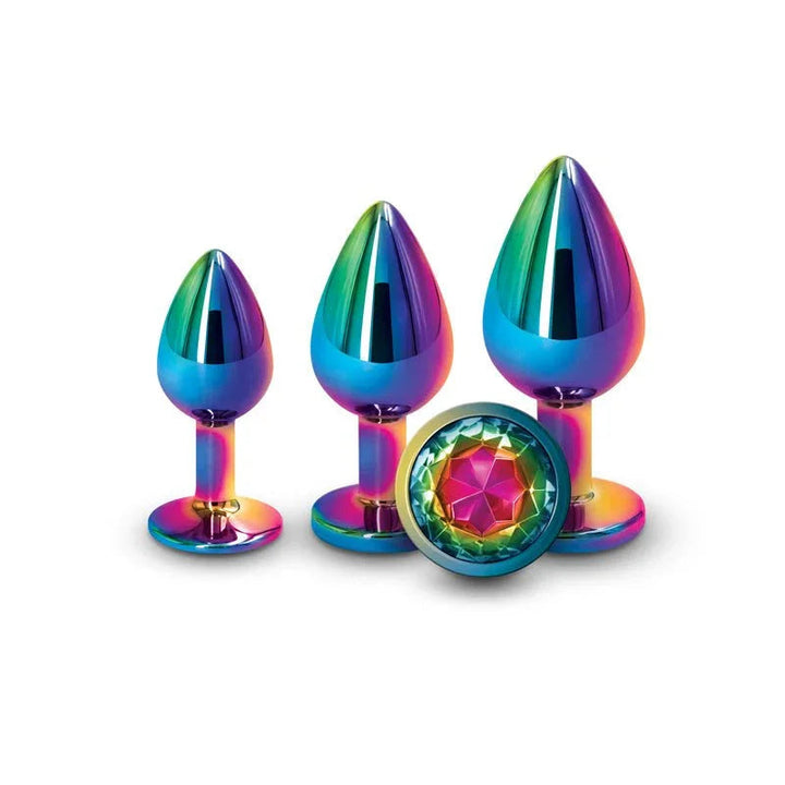 Rear Assets Trainer Kit in Multicolour, three plugs upright with the rainbow gem base