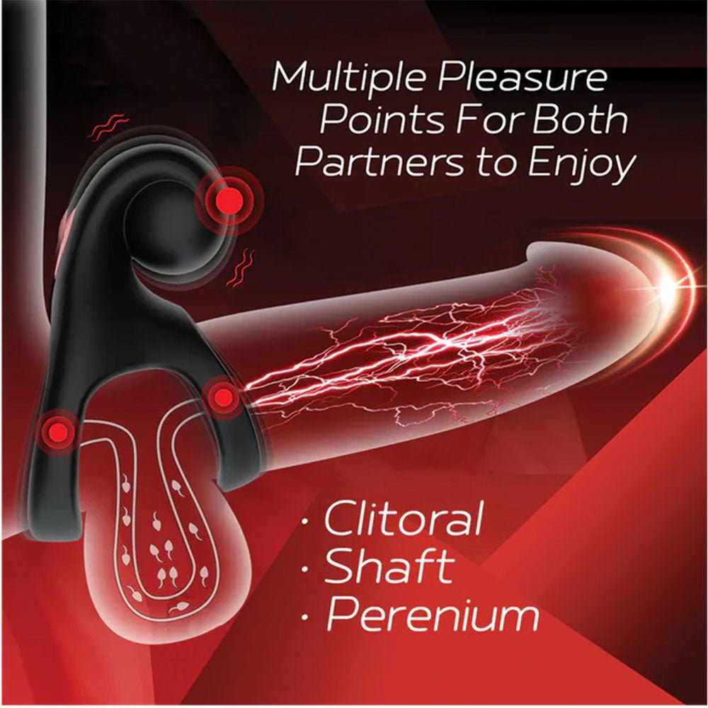 Buy Red Dot Rings - V2 - Black USB Rechargeable Vibrating Cock & Ball Ring with Remote – Naughtyhut NZ sex toys online. Discreet delivery & top brands.