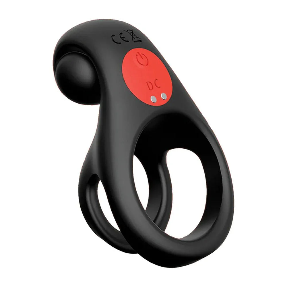 Red Dot Rings V2 in Black alone, rounded nub above a double ring