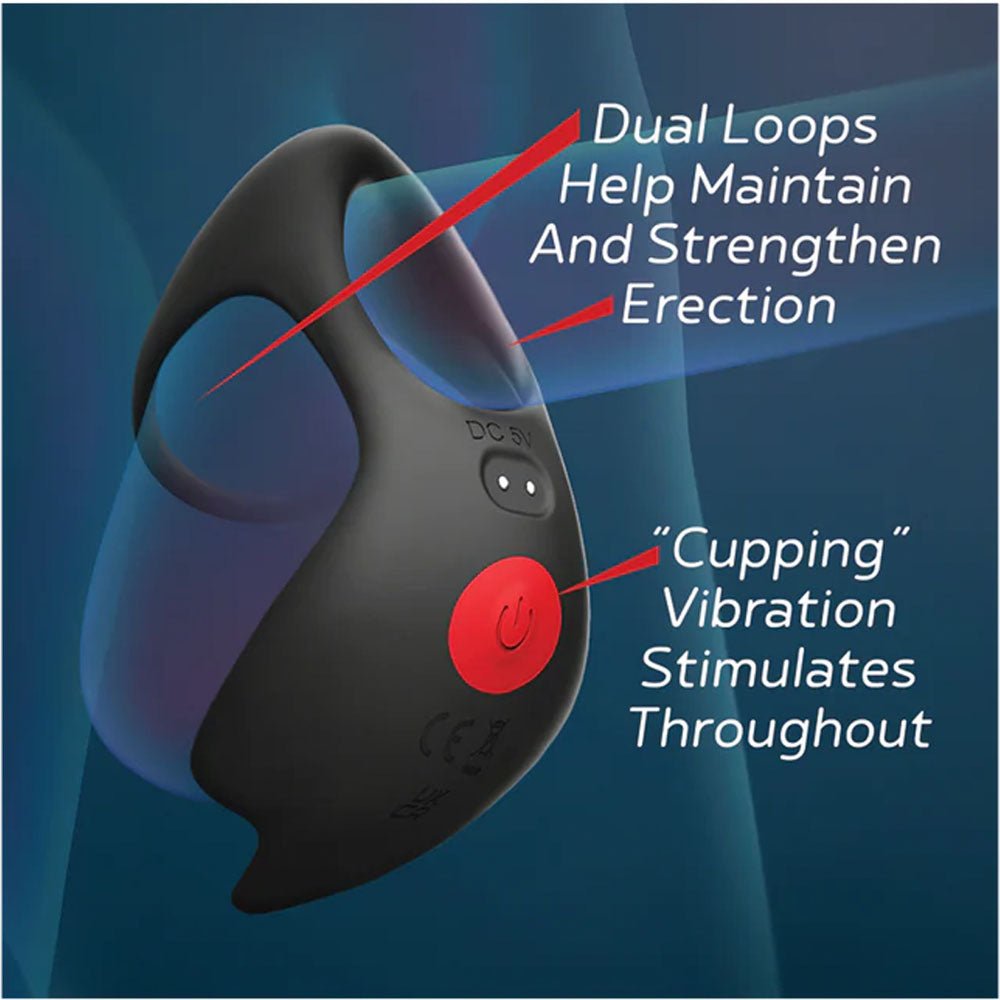 Buy Red Dot Rings - V3 - Black USB Rechargeable Vibrating Cock & Ball Ring with Remote – Naughtyhut NZ sex toys online. Discreet delivery & top brands.