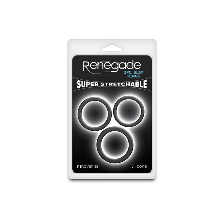 Renegade 3pc Slim Rings - Black - Black Cock Rings - Set of 3 Sizes – Sex toys NZ by Naughtyhut. Discreet delivery nationwide.