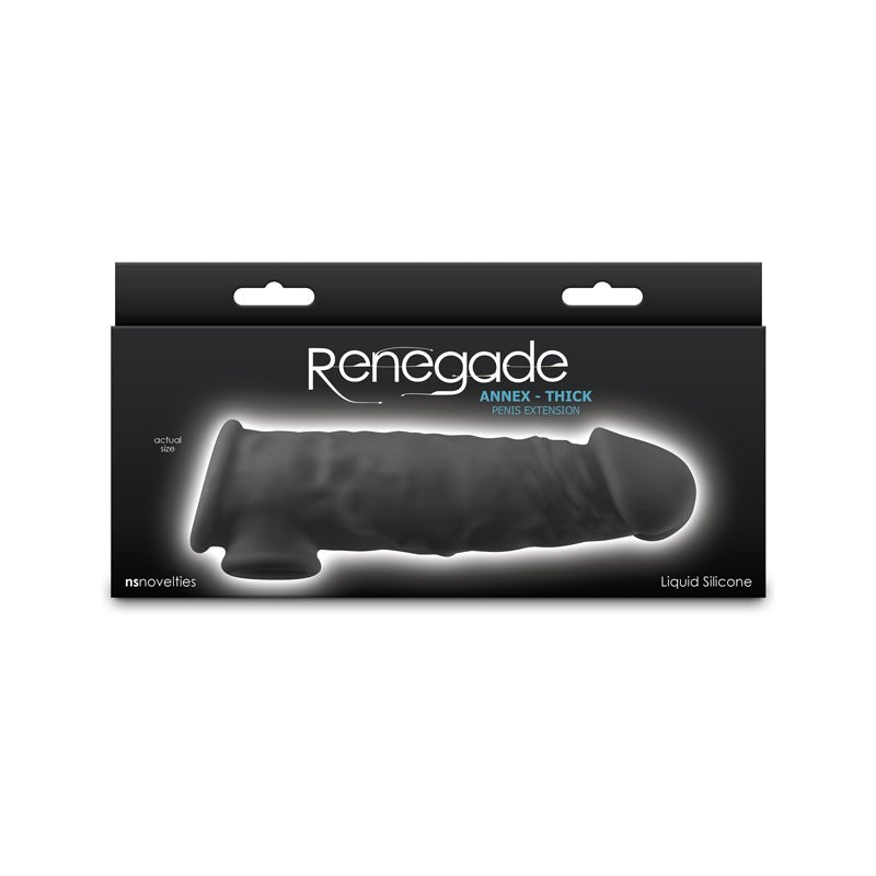 Buy Renegade Annex - Thick - Black - Black 18.6 cm Penis Extender Sleeve – Naughtyhut NZ sex toys online. Discreet delivery & top brands.