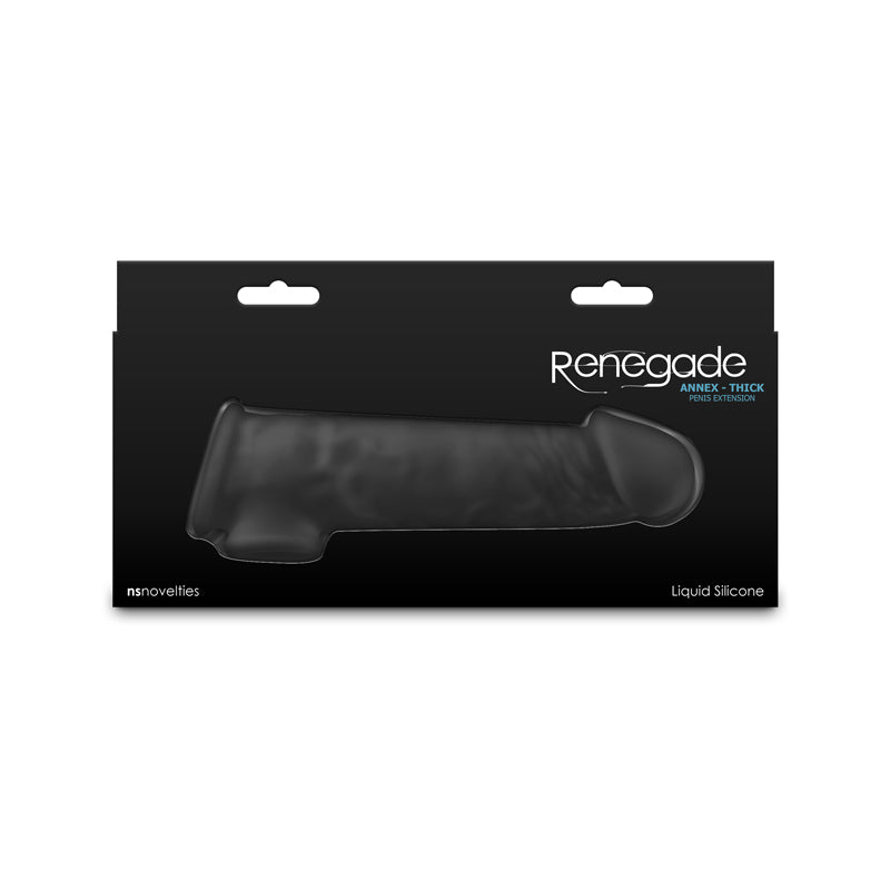 Renegade Annex - Thick - Black - Black 18.6 cm Penis Extender Sleeve – Sex toys NZ by Naughtyhut. Discreet delivery nationwide.
