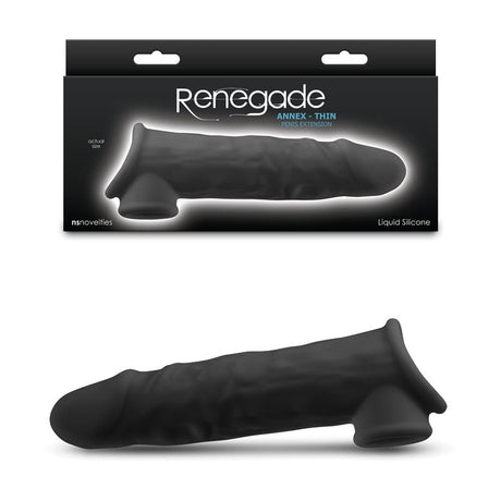 Buy Renegade Annex - Thin - Black - Black 19.4 cm Penis Extender Sleeve – Naughtyhut NZ sex toys online. Discreet delivery & top brands.