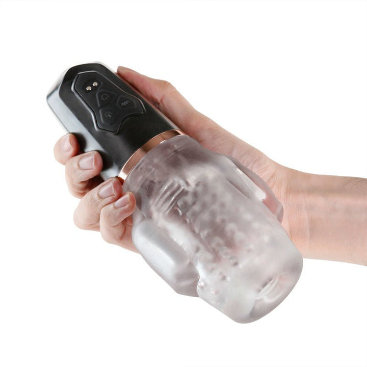 Renegade Avenger - Clear/Black USB Rechargeable Sucking Masturbator – Sex toys NZ by Naughtyhut. Discreet delivery nationwide.