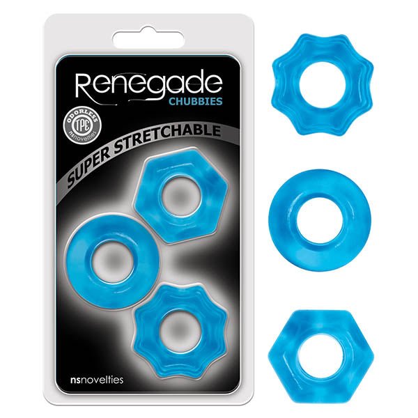 Renegade Chubbies - Blue Cock Rings - Set of 3 – Sex toys NZ by Naughtyhut. Discreet delivery nationwide.