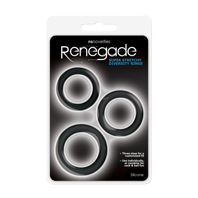 Renegade Diversity Rings - Black Cock Rings - Set of 3 Sizes – Sex toys NZ by Naughtyhut. Discreet delivery nationwide.