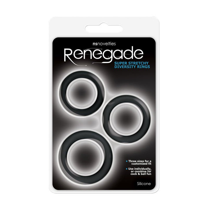 Renegade Diversity Rings - Black Cock Rings - Set of 3 Sizes – Sex toys NZ by Naughtyhut. Discreet delivery nationwide.