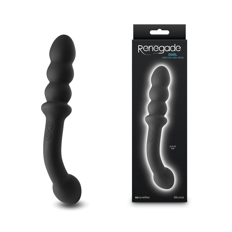 Renegade Duel - Black - Black 21.4 cm USB Rechargeable Vibrating Double Ended Anal Wand – Sex toys NZ by Naughtyhut. Discreet delivery nationwide.