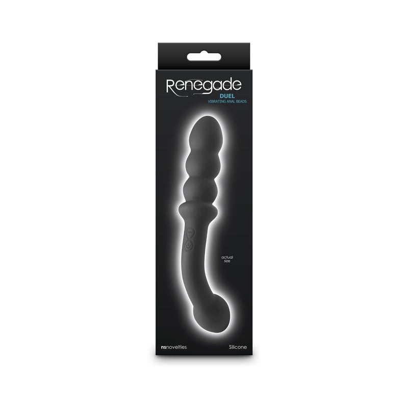 Renegade Duel - Black - Black 21.4 cm USB Rechargeable Vibrating Double Ended Anal Wand – Sex toys NZ by Naughtyhut. Discreet delivery nationwide.