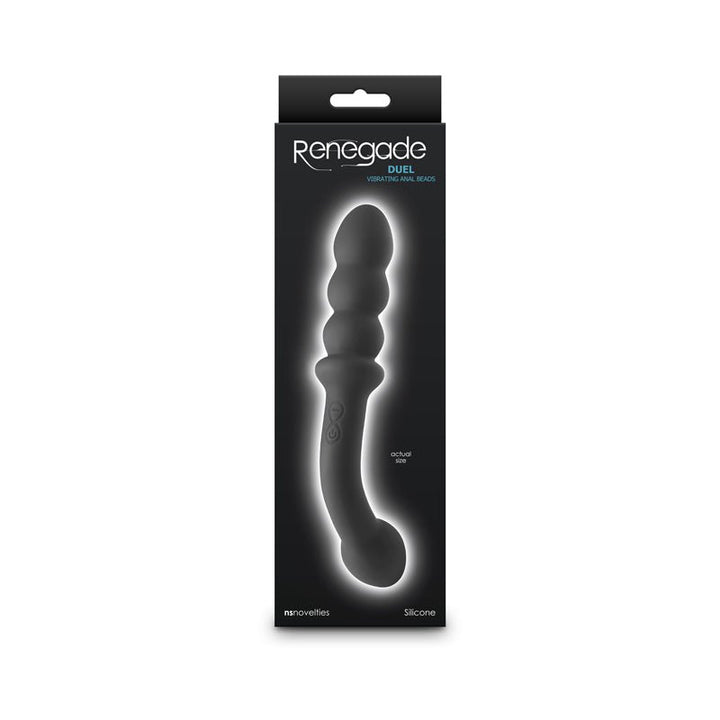 Renegade Duel - Black - Black 21.4 cm USB Rechargeable Vibrating Double Ended Anal Wand – Sex toys NZ by Naughtyhut. Discreet delivery nationwide.