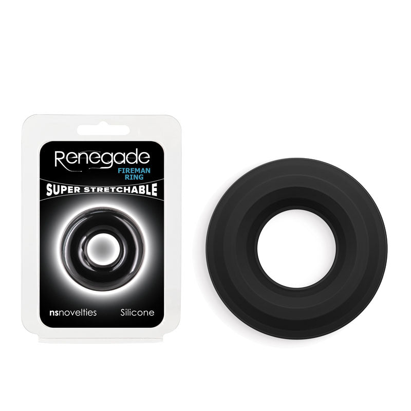 Buy Renegade Fireman Ring - Small - Black - Black Small Cock Ring – Naughtyhut NZ sex toys online. Discreet delivery & top brands.
