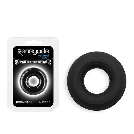 Buy Renegade Fireman Ring - Small - Black - Black Small Cock Ring – Naughtyhut NZ sex toys online. Discreet delivery & top brands.