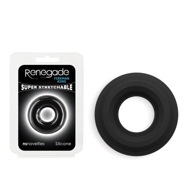 Buy Renegade Fireman Ring - Small - Black - Black Small Cock Ring – Naughtyhut NZ sex toys online. Discreet delivery & top brands.