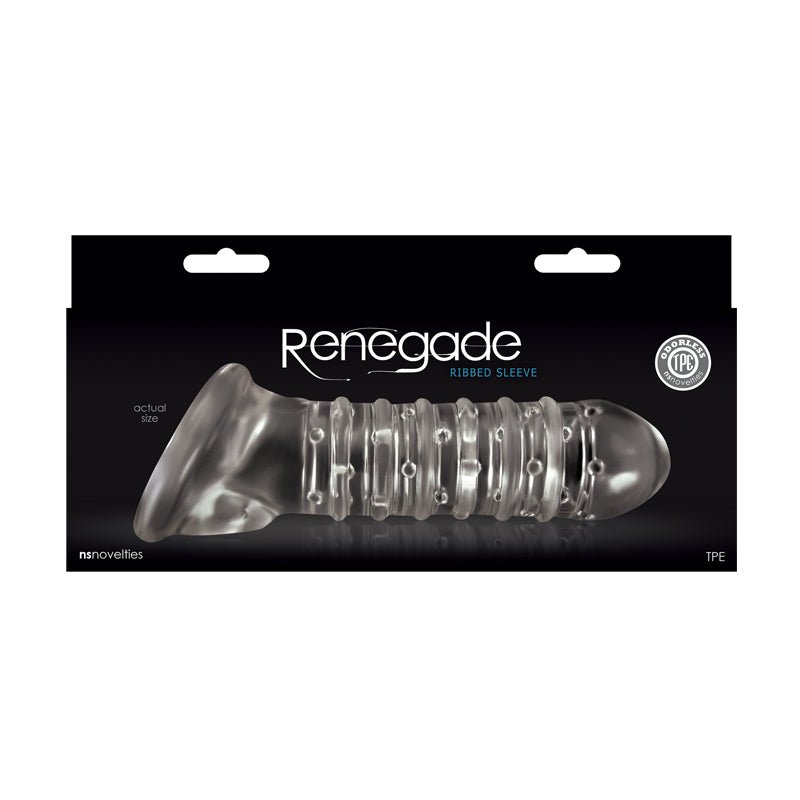 Buy Renegade - Ribbed Extension - Clear Penis Extension Sleeve – Naughtyhut NZ sex toys online. Discreet delivery & top brands.