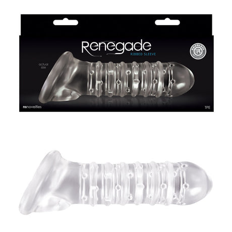 Buy Renegade - Ribbed Extension - Clear Penis Extension Sleeve – Naughtyhut NZ sex toys online. Discreet delivery & top brands.