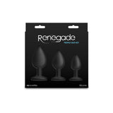 Buy Renegade Triple Ace Kit - Black - Black Butt Plugs - Set of 3 Sizes – Naughtyhut NZ sex toys online. Discreet delivery & top brands.