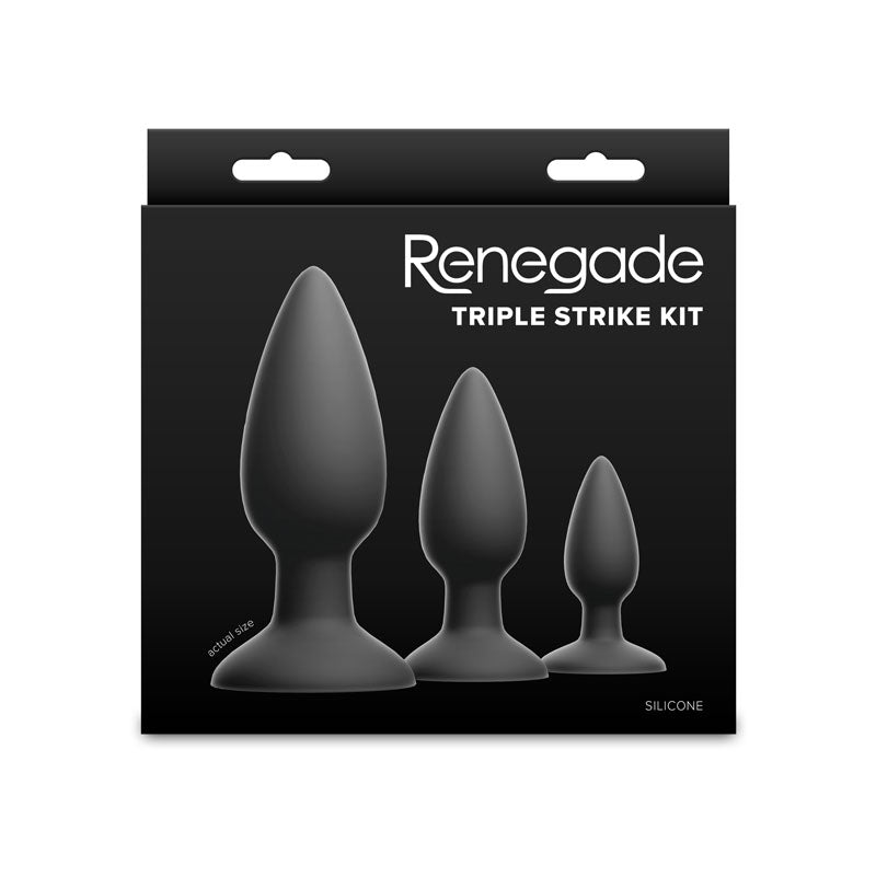 Renegade Triple Strike Kit - Black - Black Butt Plugs - Set of 3 Sizes – Sex toys NZ by Naughtyhut. Discreet delivery nationwide.
