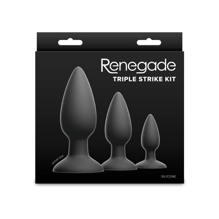 Renegade Triple Strike Kit - Black - Black Butt Plugs - Set of 3 Sizes – Sex toys NZ by Naughtyhut. Discreet delivery nationwide.
