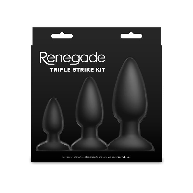 Renegade Triple Strike Kit - Black - Black Butt Plugs - Set of 3 Sizes – Sex toys NZ by Naughtyhut. Discreet delivery nationwide.