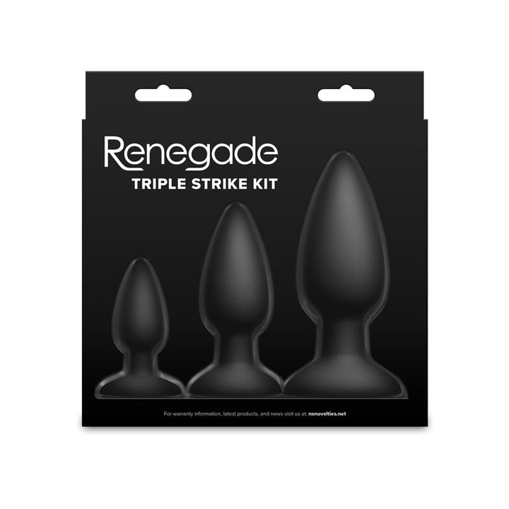 Renegade Triple Strike Kit - Black - Black Butt Plugs - Set of 3 Sizes – Sex toys NZ by Naughtyhut. Discreet delivery nationwide.