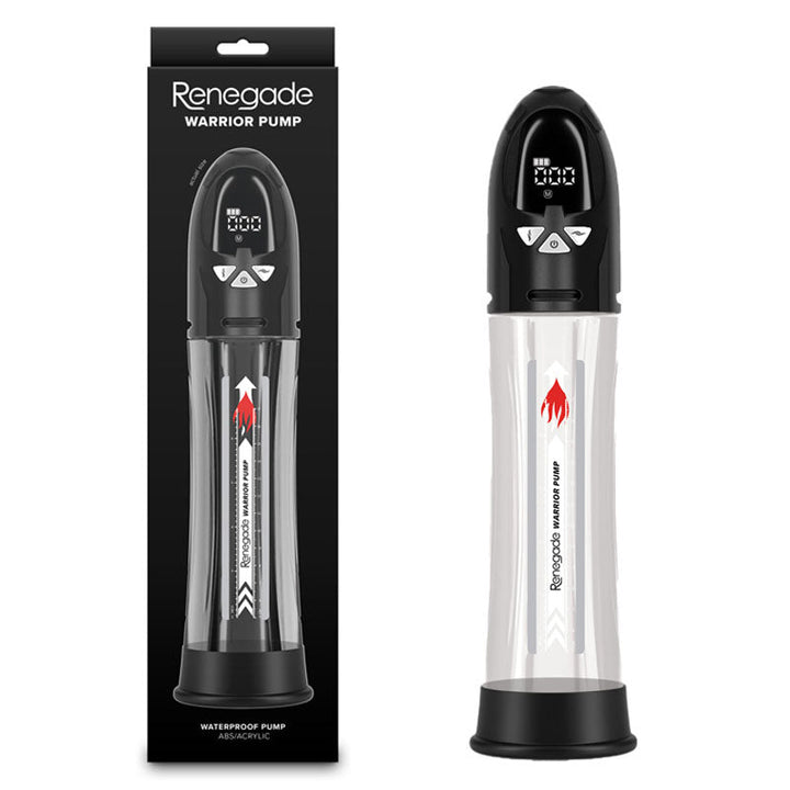 Renegade Warrior Pump - Black - Black/Clear Waterproof Automatic Penis Pump – Sex toys NZ by Naughtyhut. Discreet delivery nationwide.