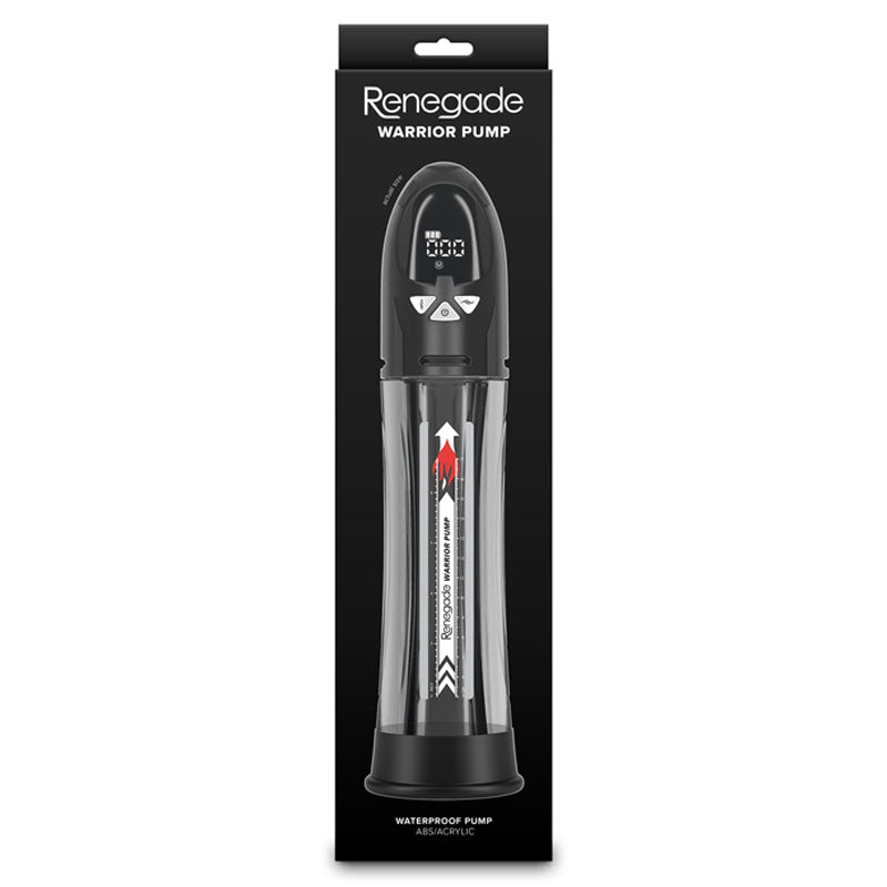 Renegade Warrior Pump - Black - Black/Clear Waterproof Automatic Penis Pump – Sex toys NZ by Naughtyhut. Discreet delivery nationwide.