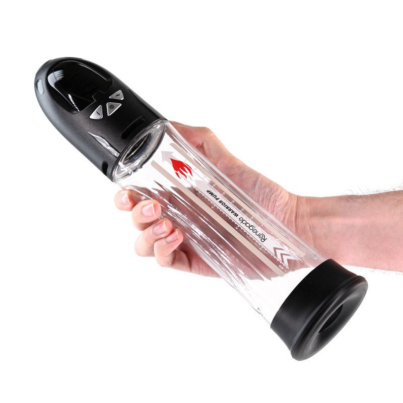 Renegade Warrior Pump - Black - Black/Clear Waterproof Automatic Penis Pump – Sex toys NZ by Naughtyhut. Discreet delivery nationwide.