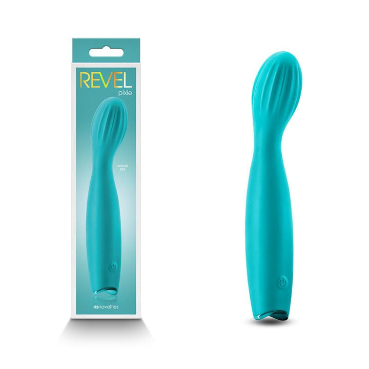Revel Pixie - Teal - Teal 17.3 cm USB Rechargeable Vibrator – Sex toys NZ by Naughtyhut. Discreet delivery nationwide.