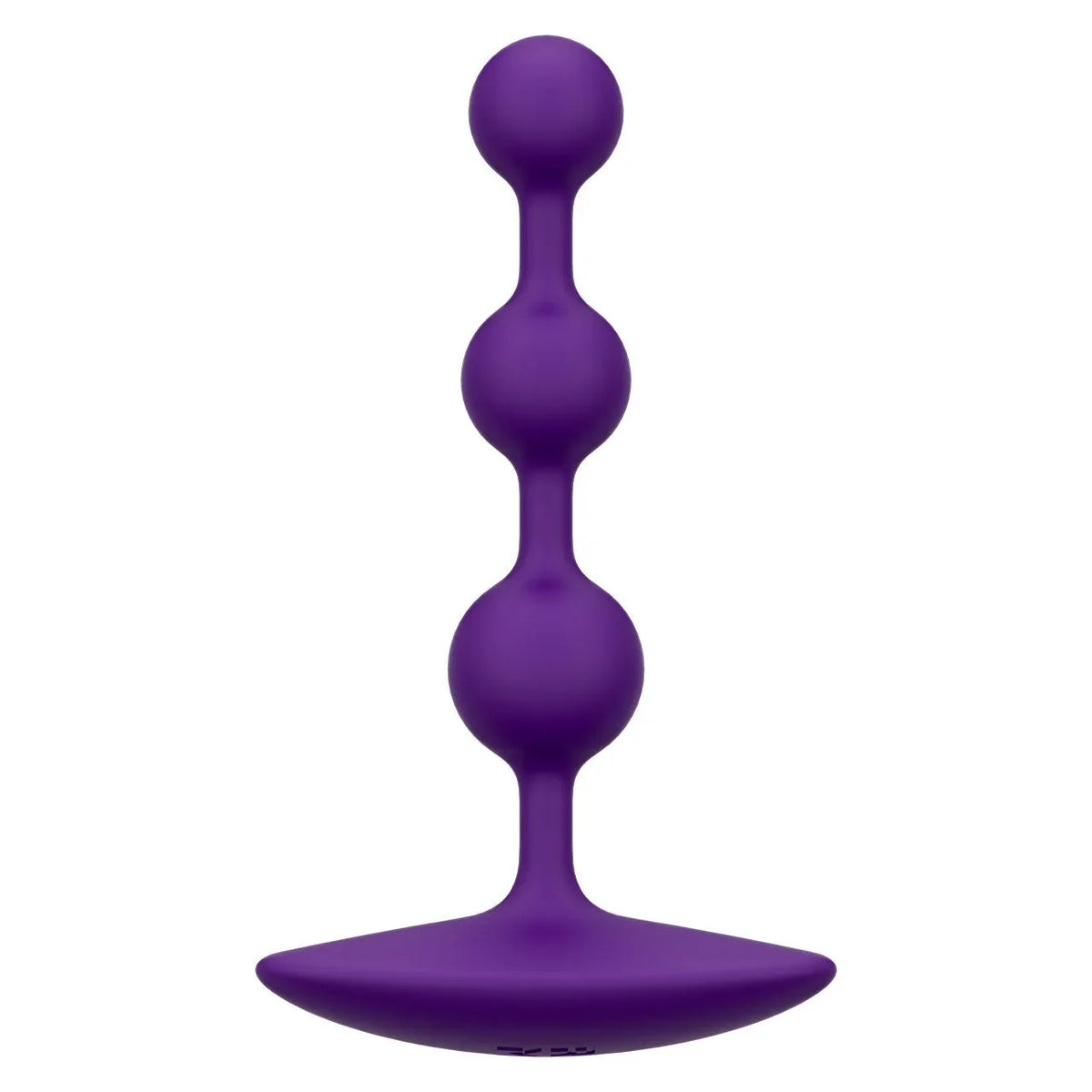Romp Amp in Purple, three-bead silicone anal beads standing on their base