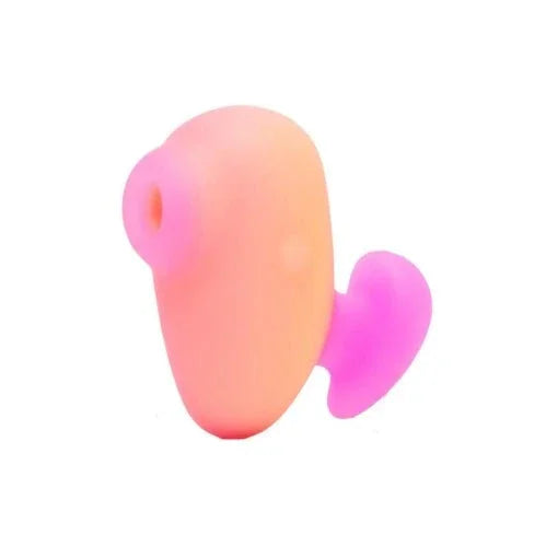 Romp Kiss clitoral suction vibrator in Peach and Pink, angled view