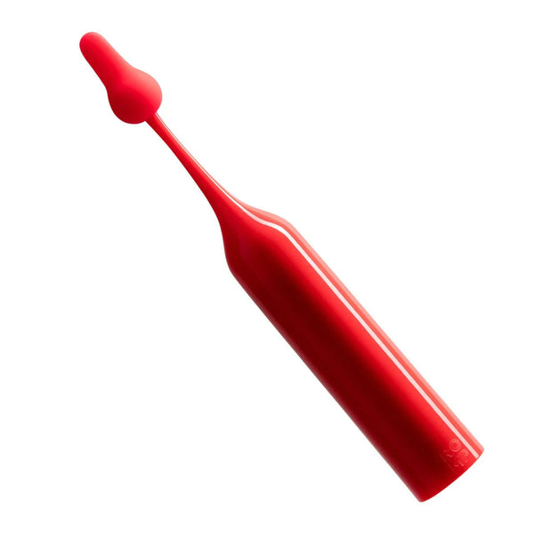 Romp Pop pinpoint stimulator in Red, slim tapered body with droplet tip