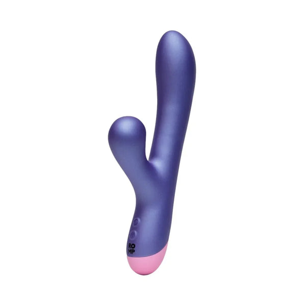 Romp Pulse rabbit vibrator in iridescent purple with pink base