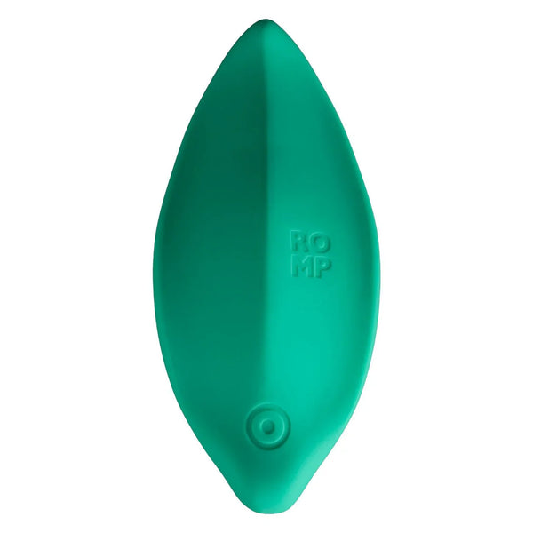Romp Wave Lay-On vibrator in Green, leaf-shaped body, top view
