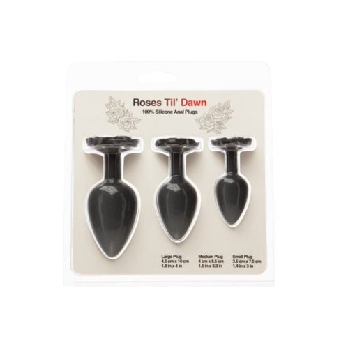 Roses Til’ Dawn – Silicone Anal Plug Kit – Starter Kit - Black – Sex toys NZ by Naughtyhut. Discreet delivery nationwide.