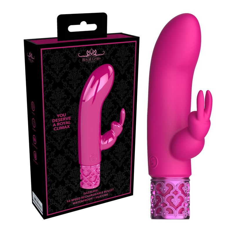 ROYAL GEMS Dazzling - Silicone Rechargeable Bullet - Pink 12 cm USB Rechargeable Bullet – Sex toys NZ by Naughtyhut. Discreet delivery nationwide.