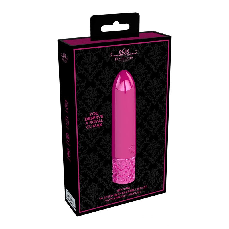 ROYAL GEMS Imperial - Silicone Rechargeable Bullet - Pink 10 cm USB Rechargeable Bullet – Sex toys NZ by Naughtyhut. Discreet delivery nationwide.
