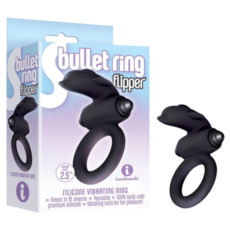 Buy S - Bullet Ring - Flipper - Black Vibrating Cock Ring – Naughtyhut NZ sex toys online. Discreet delivery & top brands.