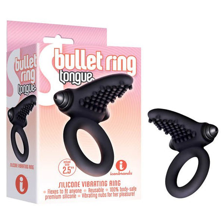 Buy S - Bullet Ring - Tongue - Black Vibrating Cock Ring – Naughtyhut NZ sex toys online. Discreet delivery & top brands.