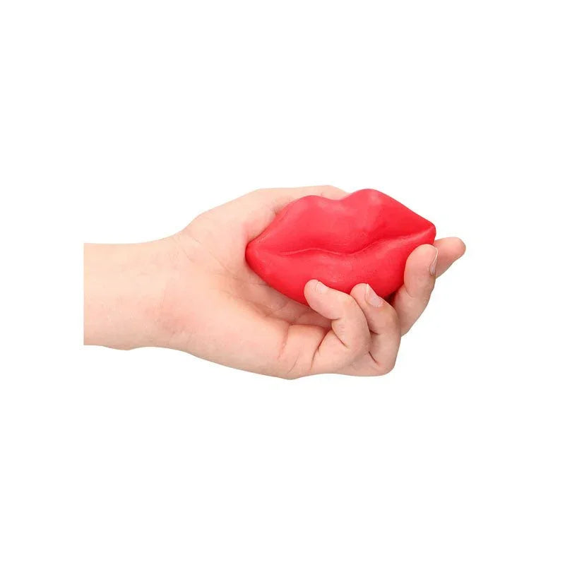 S-LINE Kiss Novelty Soap Bar in Red, the lip-shaped soap held in an open palm