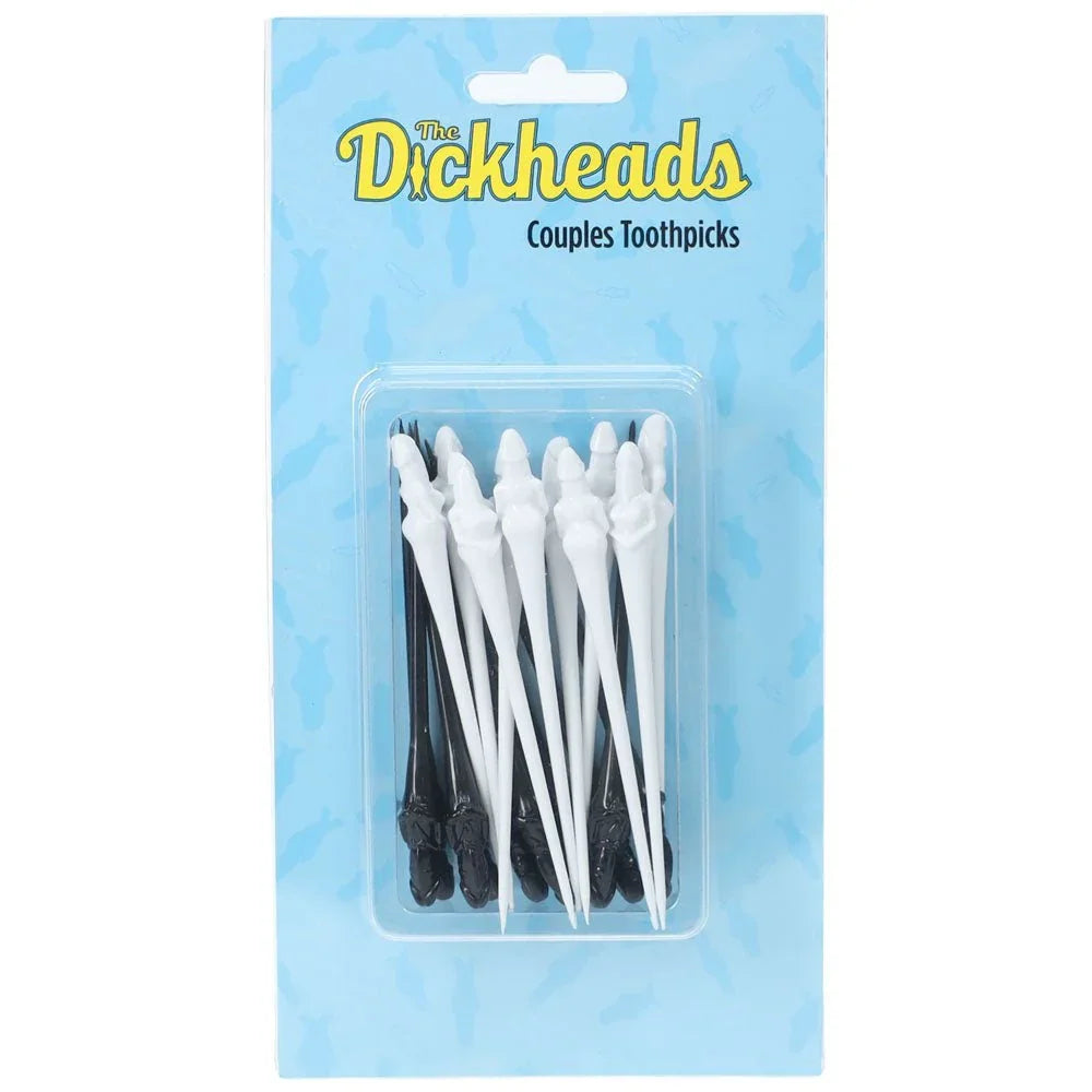 S-LINE The Dickheads Couples Toothpicks Set of 20, black and white toothpicks on a blister card
