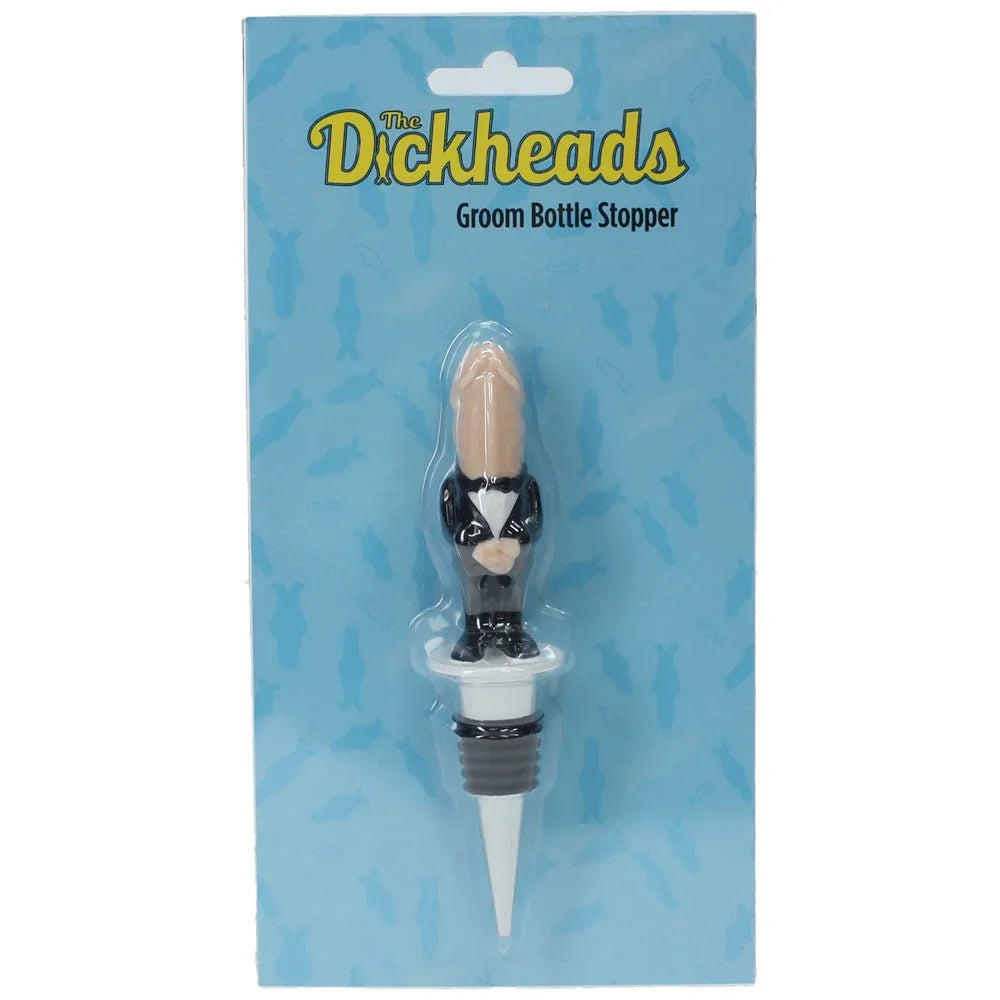 S-LINE The Dickheads Groom Bottle Stopper, stopper mounted on its Dickheads backing card