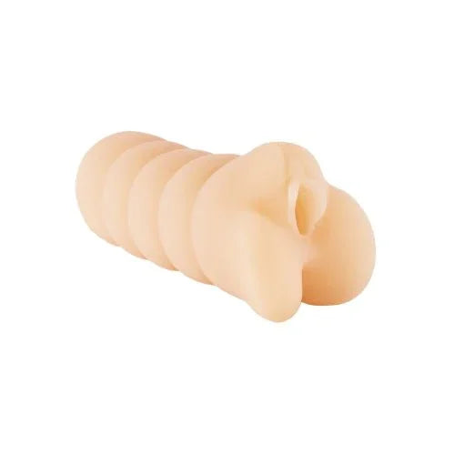 Samantha Flirty Musician masturbator in Flesh, ribbed sleeve lying at an angle on white