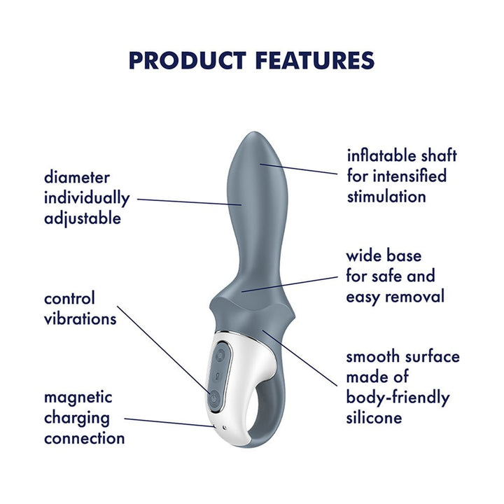 Satisfyer Air Pump Booty 1 - Grey USB Rechargeable Inflatable Anal Vibrator – Sex toys NZ by Naughtyhut. Discreet delivery nationwide.