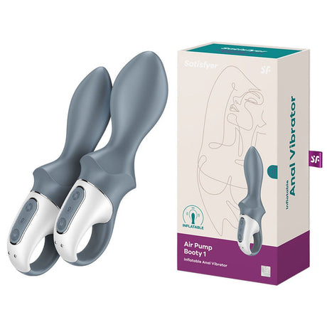 Buy Satisfyer Air Pump Booty 1 - Grey USB Rechargeable Inflatable Anal Vibrator – Naughtyhut NZ sex toys online. Discreet delivery & top brands.