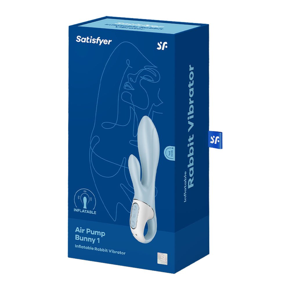 Buy Satisfyer Air Pump Bunny 1 - Blue USB Rechargeable Inflatable Rabbit Vibrator – Naughtyhut NZ sex toys online. Discreet delivery & top brands.